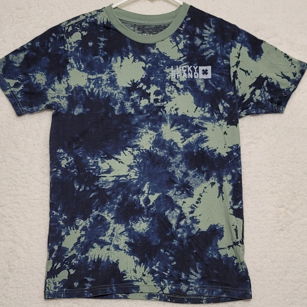 Lucky Brand womens T Shirt Size Large 14/16 tye dye blue Short Sleeve Casual Top